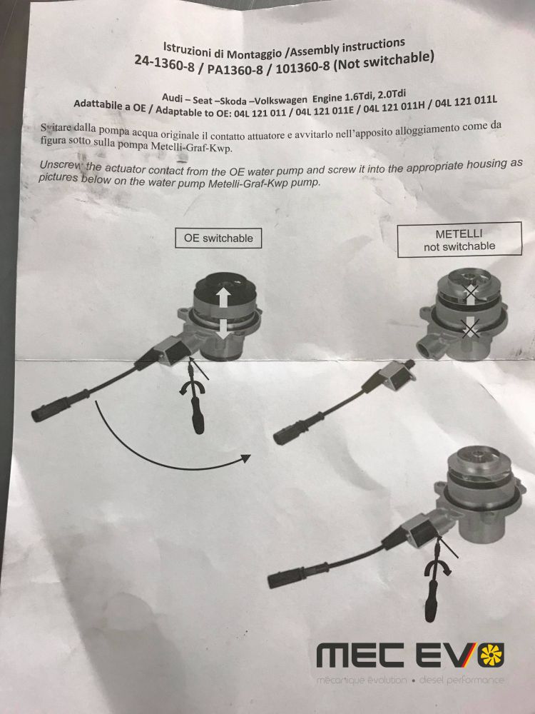 CRUA/CVCA 2.0L TDI Waterpump problem solver
